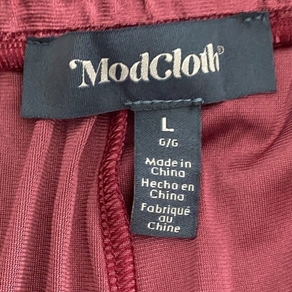 ModCloth Crushed Velvet Pull On Flare Leg Pants Size Large Pink High Rise - Picture 6 of 9